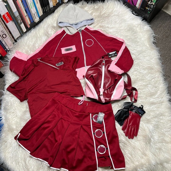 NARUTO SHIPPUDEN SAKURA WOMENS COSPLAY OUTFIT SAKURA SKIRT, HOODIE - Picture 1 of 7